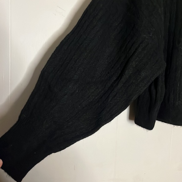 & Other Stories | round neck balloon sleeve sweater in black - Picture 3 of 8